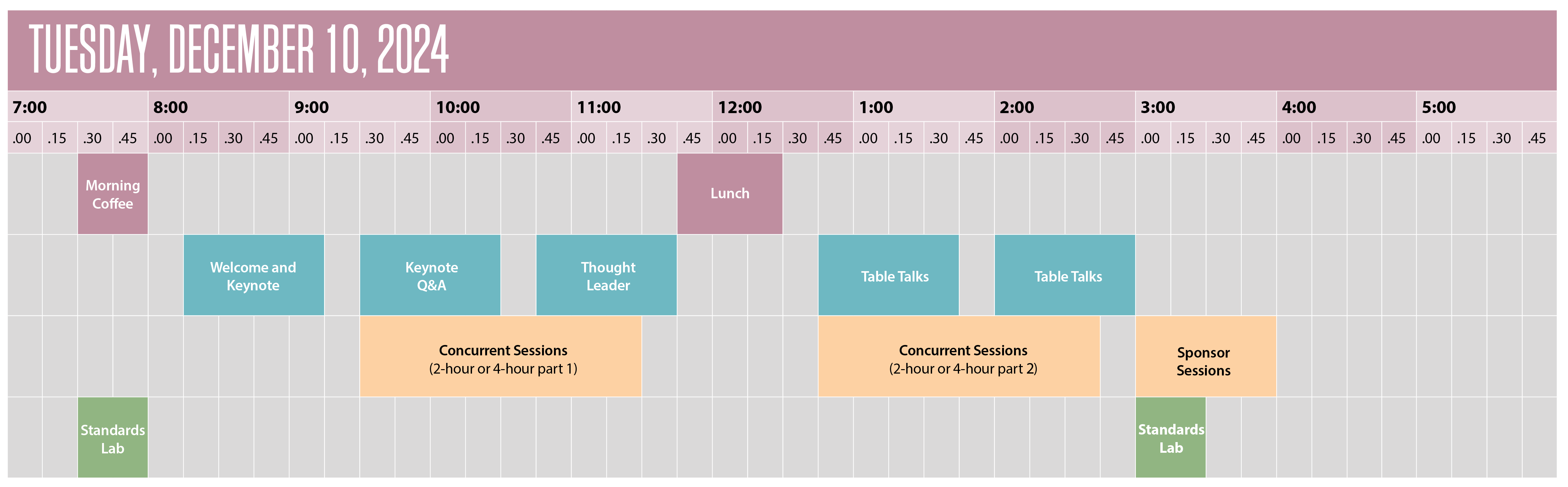 Schedule for Tuesday, December 10, 2024